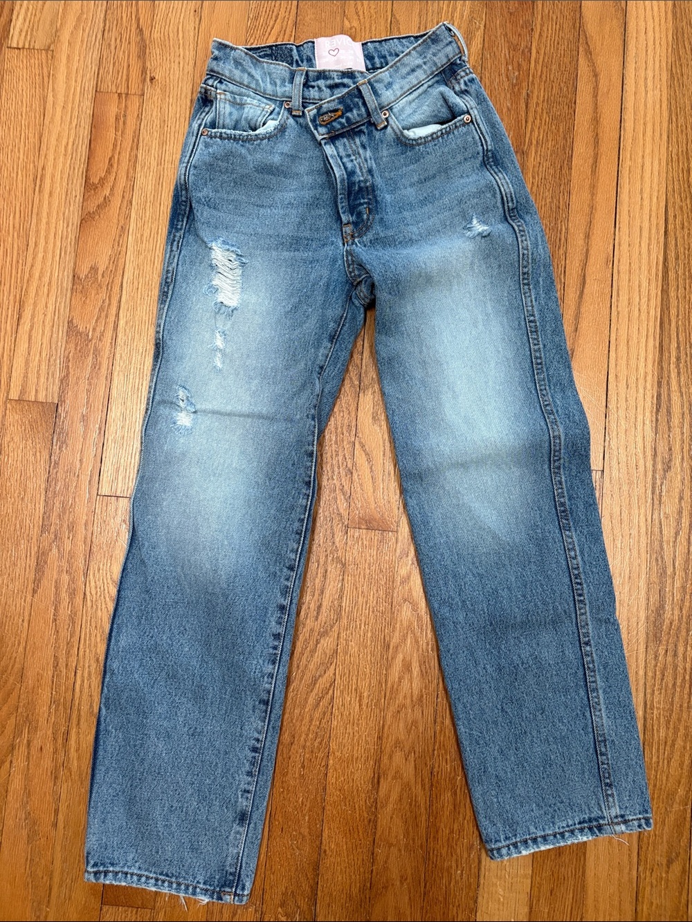 Womens Distressed Blue Jeans